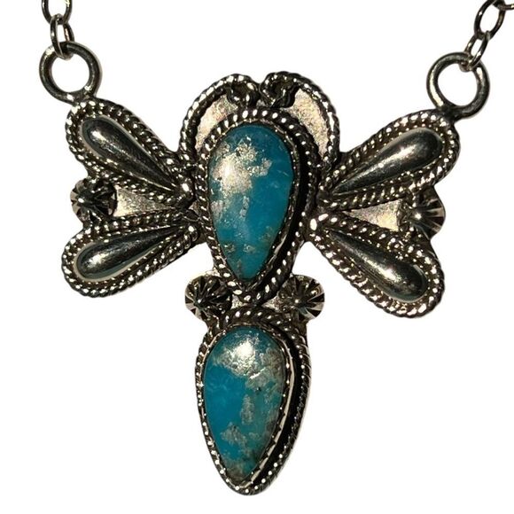 Sterling 925 And Turquoise Dragonfly Necklace - Picture 2 of 5